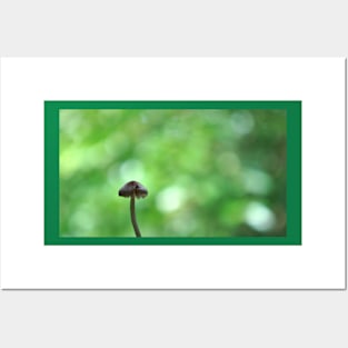 Tiny Mushroom Green Bokeh Background Posters and Art